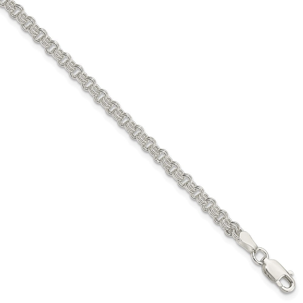 Sterling Silver 3mm Double Link Charm Bracelet 7 inches