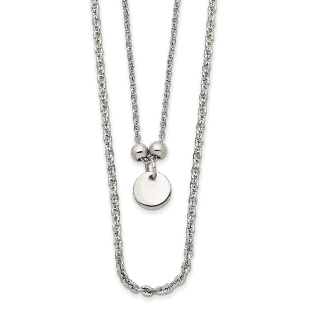 Stainless Steel Polished 2 Strand Small Disc 16.5in w/1.5in ext Necklace