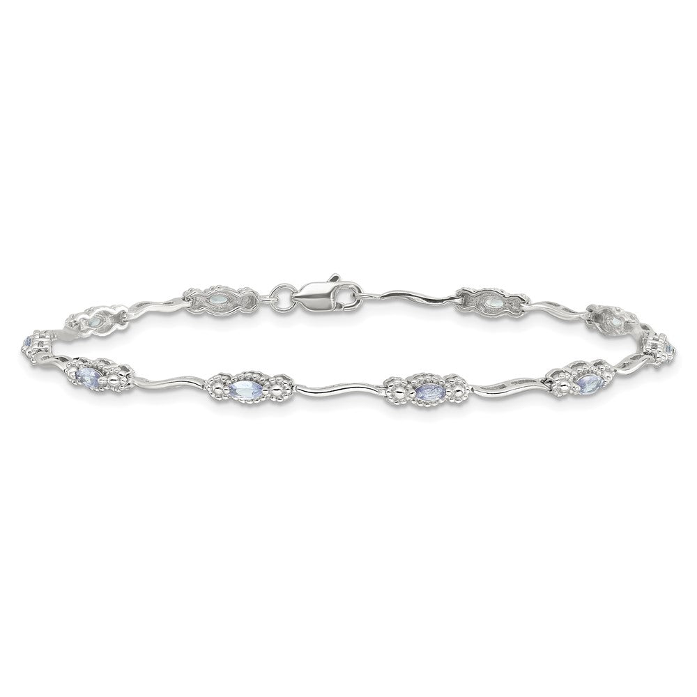 Stering Silver Rhodium-plated Polished Tanzanite 7.5 inch Bracelet 7.5 inches