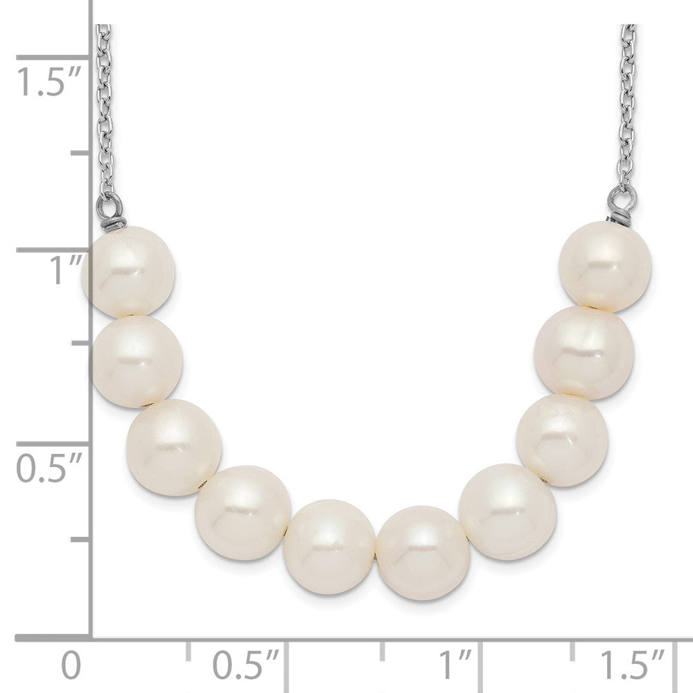 Sterling Silver Rhodium-plated 6-7mm White Near-Round Freshwater Cultured Pearl 18 inch Necklace 18 Inches