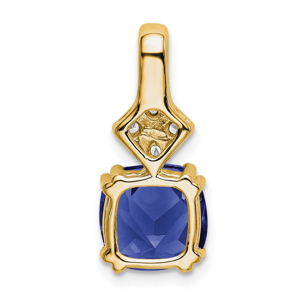 14k 1/5 carat Lab Grown Diamond VS/SI+ G+ and Lab Created Blue Sapphire Pendant