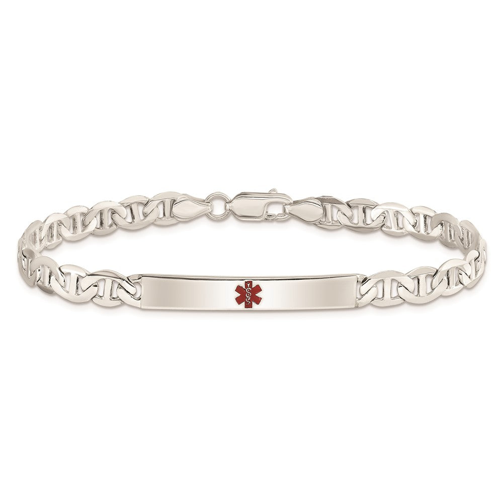 Sterling Silver Polished Medical Anchor Link ID Bracelet 7.5 inches