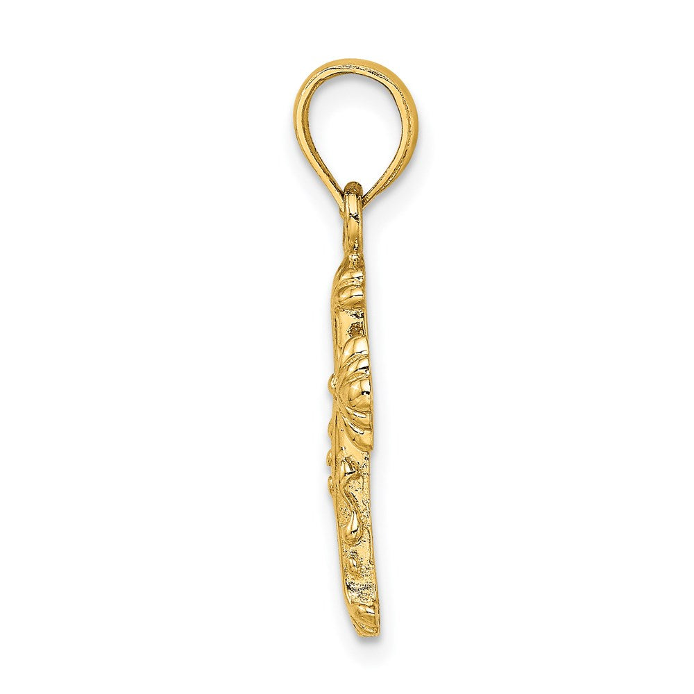 14K Polished and Textured Cross Charm