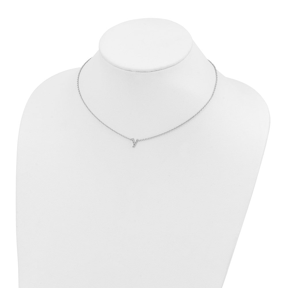 Sterling Silver Polished Diamond Initial y with 16 + 2 in ext Necklace