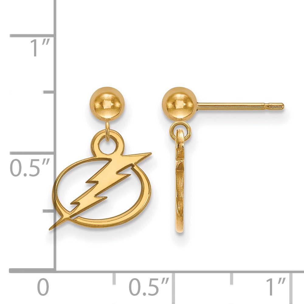 14K Yellow Gold NHL LogoArt Tampa Bay Lightning Dangle Post Earrings
