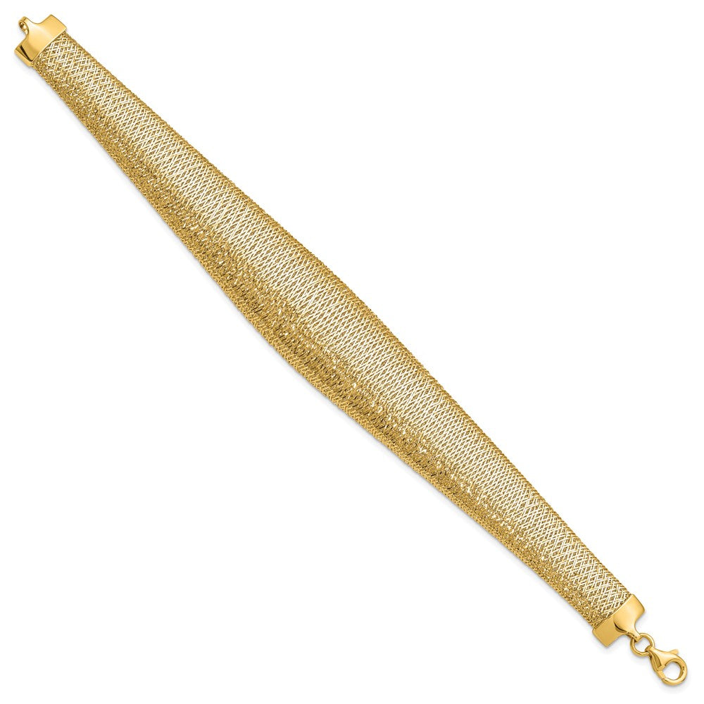 14K Polished Woven Graduated Dome Bracelet 7.5  inches