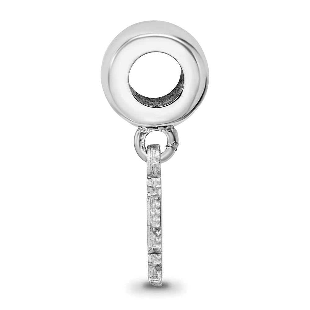 Sterling Silver Rhodium-plated LogoArt Wake Forest University W-F Deacon Extra Small Dangle Bead Charm