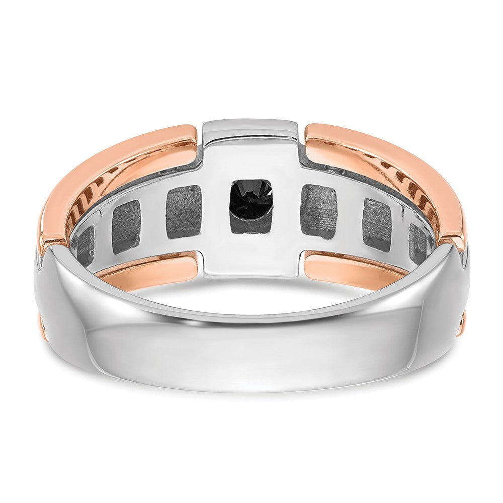 14k Two-tone White/Rose Gold IBGoodman Men's 1/4 carat Black Diamond Complete Ring Size 10