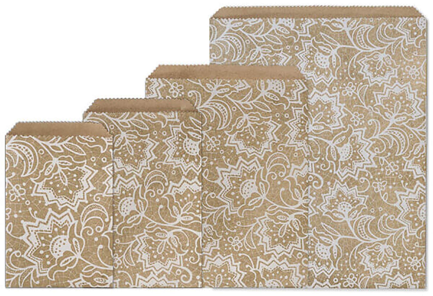 Made in USA 125-Count Party Favor Kraft Paper Flat Merchandise Bags