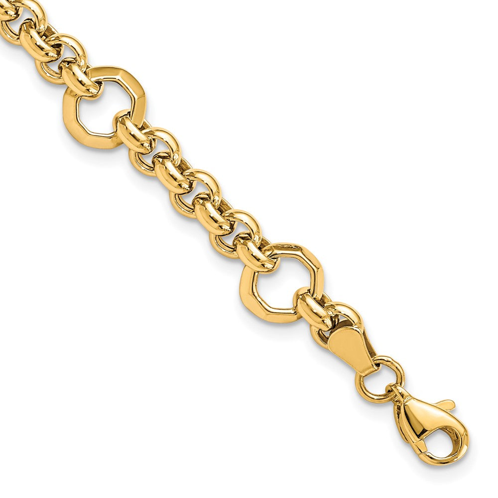 10K Polished D/C Fancy Link Bracelet 7.5  inches
