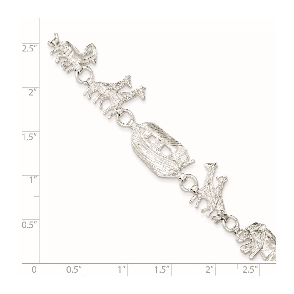 Sterling Silver Noah's Ark Bracelet 7 inches
