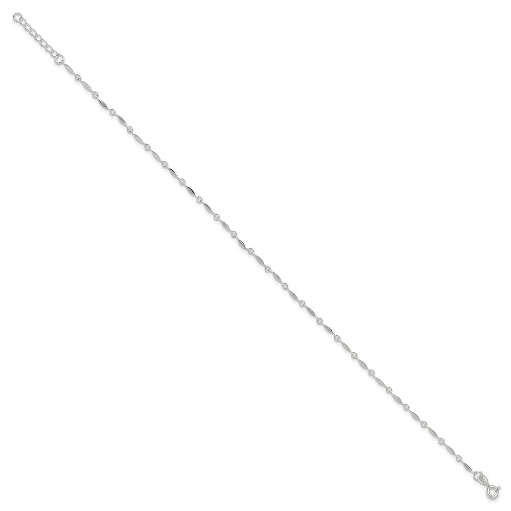 Sterling Silver 10in Plus1in ext. Anklet 10 inches