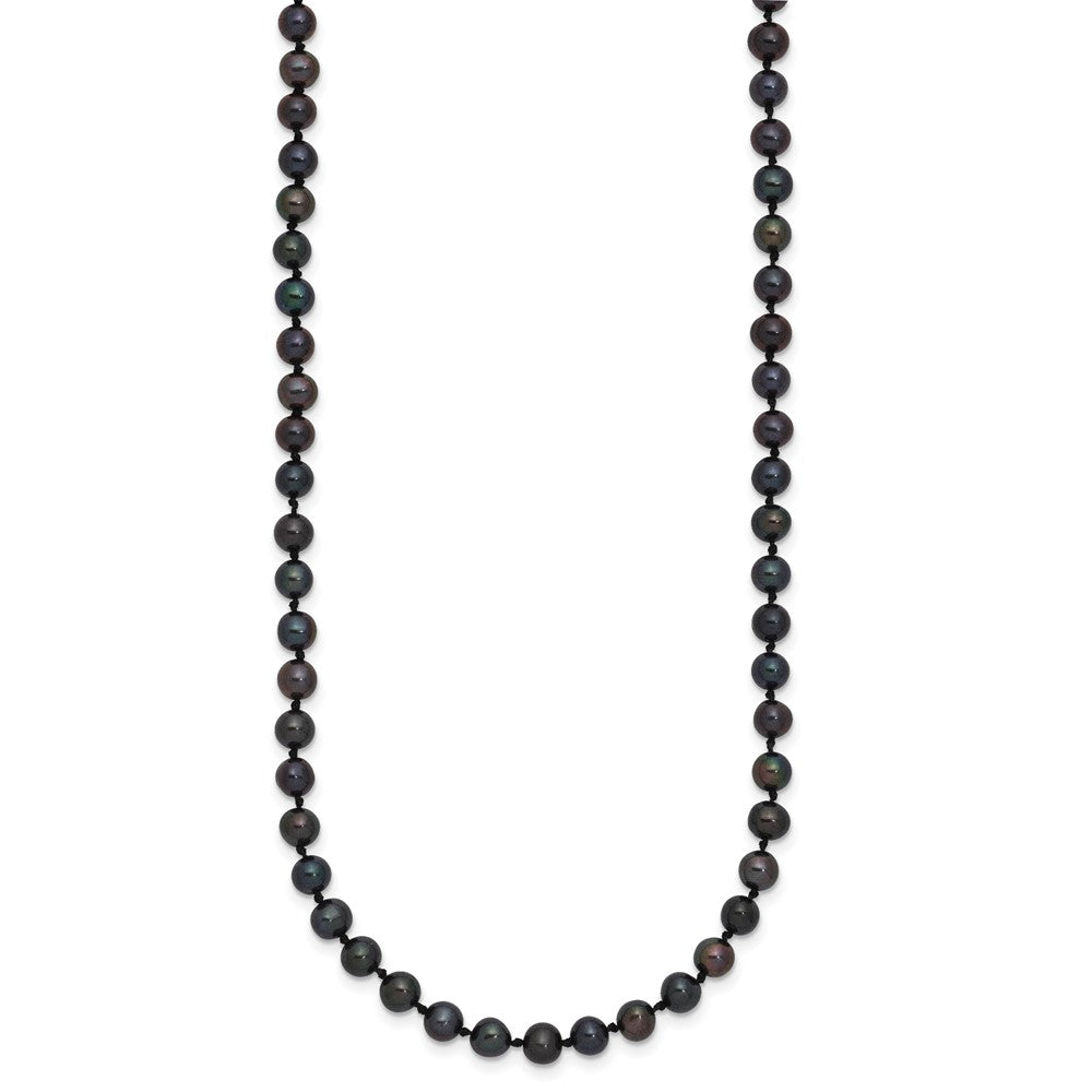 Sterling Silver Rhodium-plated 4-5mm Black Near-Round Freshwater Cultured Pearl 18 inch Necklace 18 Inches