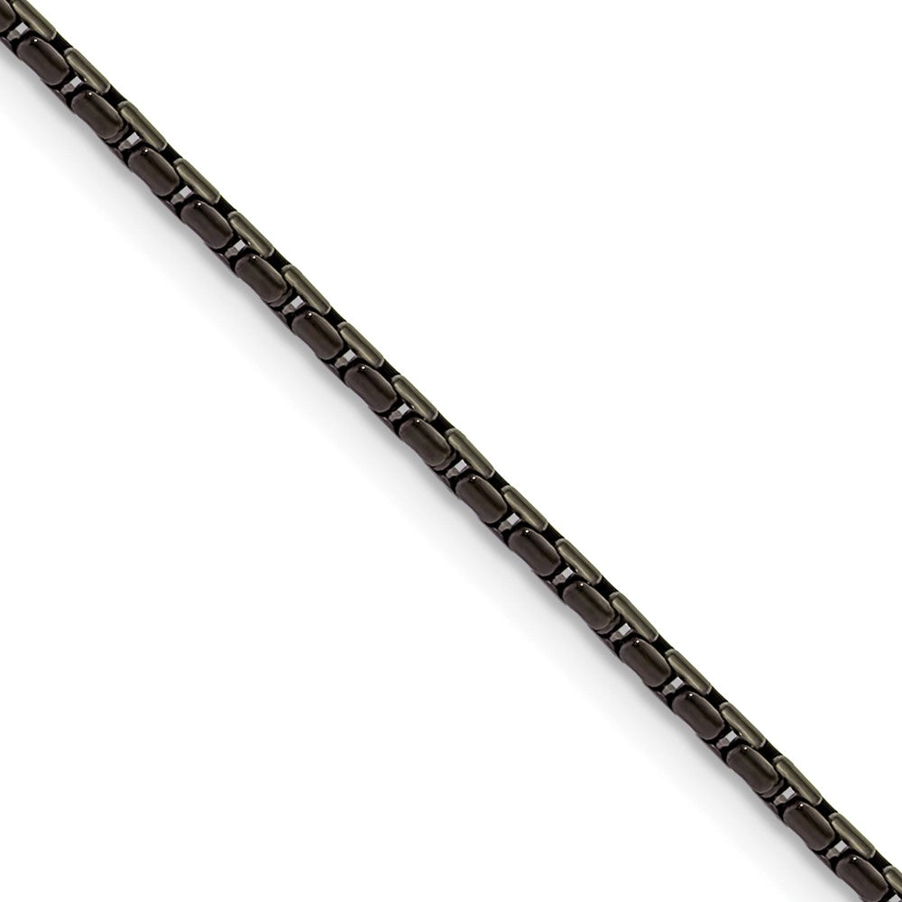 Chisel Stainless Steel Polished Black IP-plated 1.7mm 22 inch Elongated Box Chain