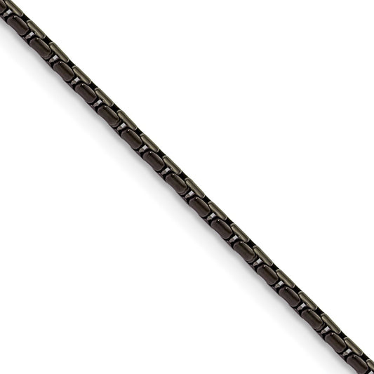 Chisel Stainless Steel Polished Black IP-plated 1.7mm 22 inch Elongated Box Chain