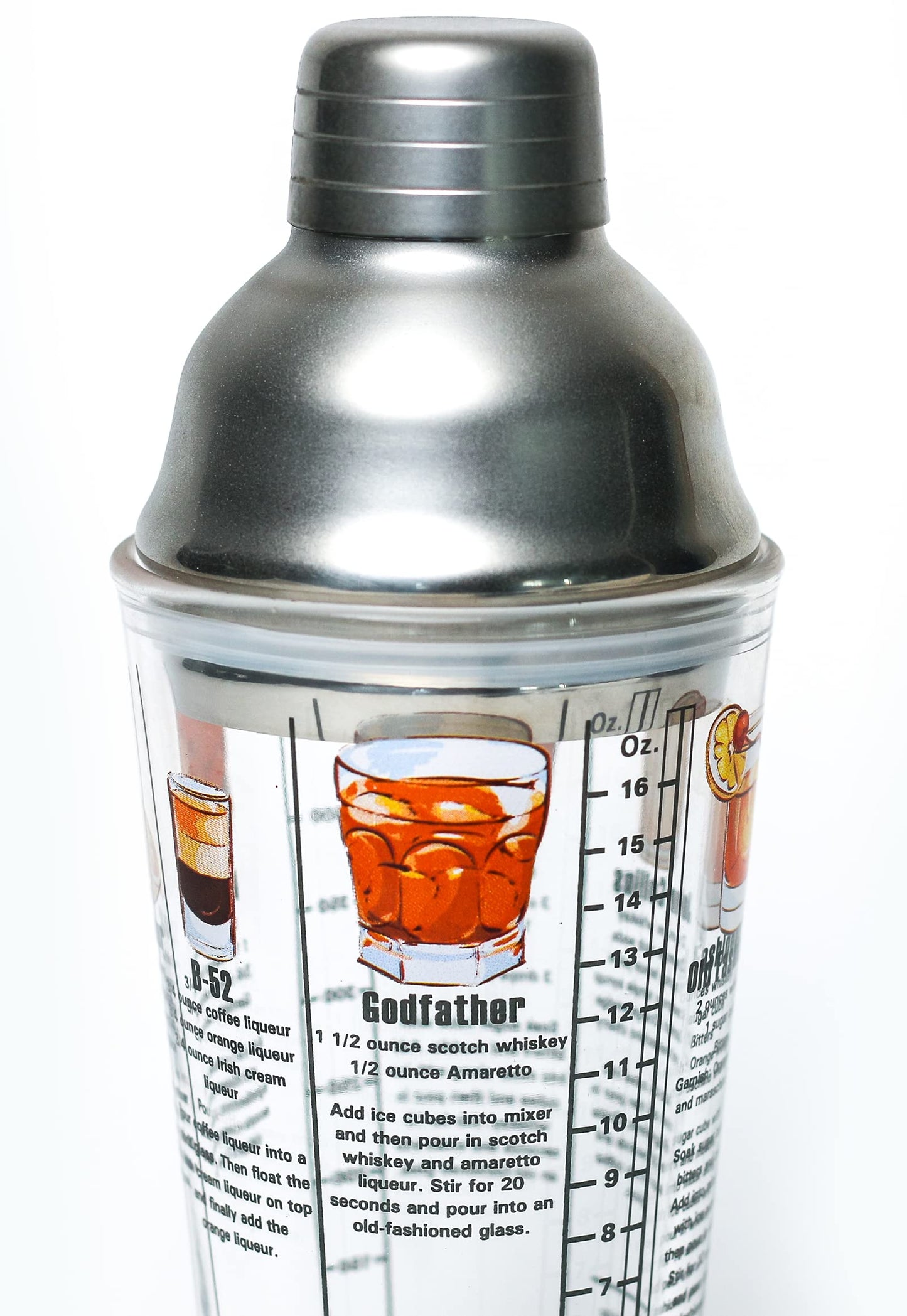 16 ounce Whiskey Recipes Printed Glass Cocktail Shaker Q-GM22650