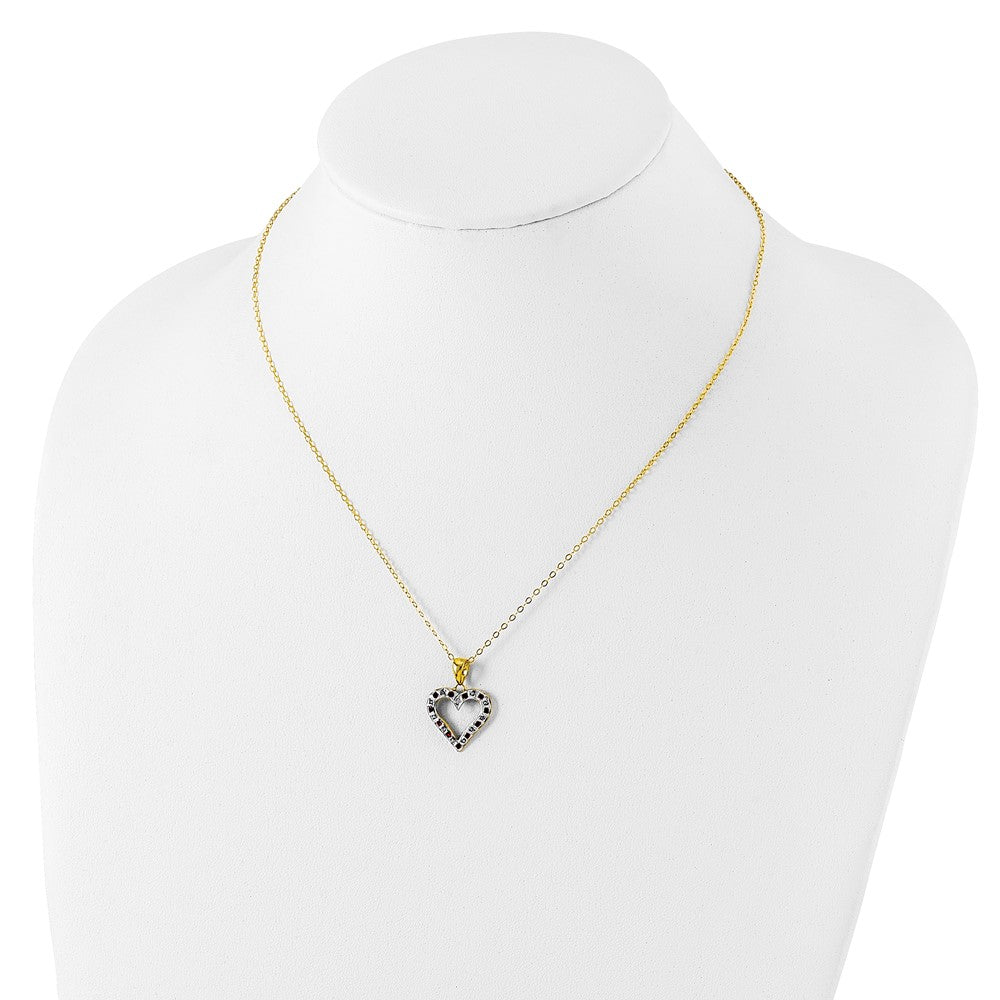 Diamond Fascination Diamond Mystique Sterling Silver 18K Gold-plated Diamond and Ruby Heart 18 Inch Necklace 36 Inches