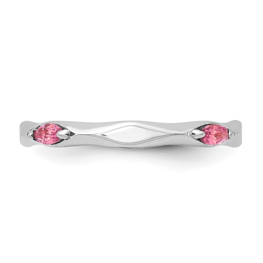 Sterling Silver Stackable Expressions Rhodium-plated Pink Tourmaline Ring Size -7