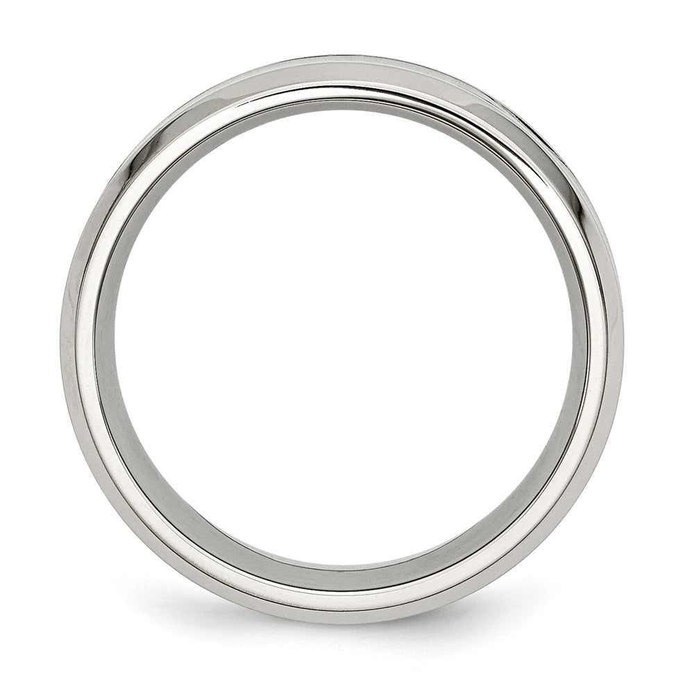 Stainless Steel Polished w/Koa Wood Inlay Enameled 8mm Band Size - 11