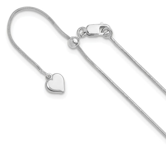 Sterling Silver RH-plated Adjustable .95mm Snake Chain