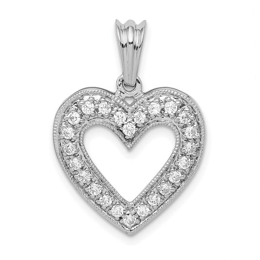 14k White Gold 1/3 carat Lab Grown Diamond VS/SI+ G+ Heart Pendant