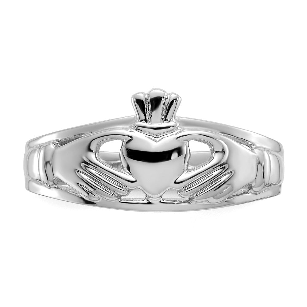 14k White Gold Ladies Claddagh Ring Size 7