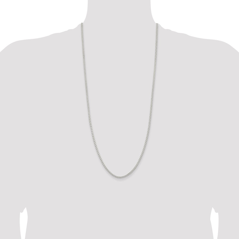 Sterling Silver 2.6mm Round Box Chain 30 Inches