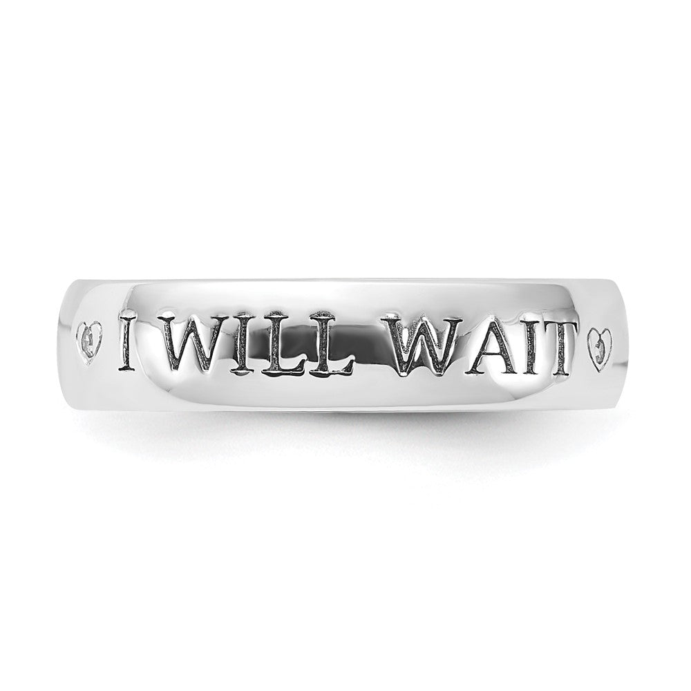 Sterling Silver Polished & Antiqued I Will Wait Diamond Band