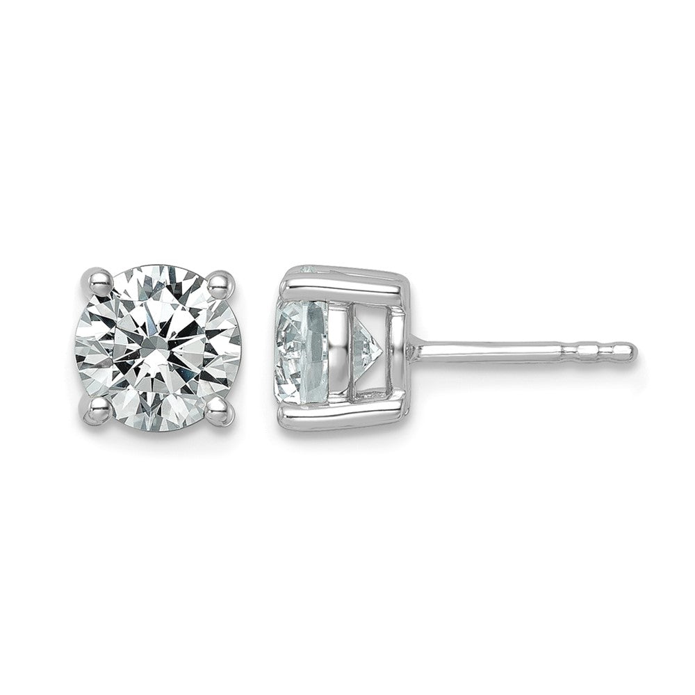 14k White Gold 2 1/2 carat Certified Lab Grown Diamond VS+ F+ Round Complete Four Prong Heavyweight Stud Earrings