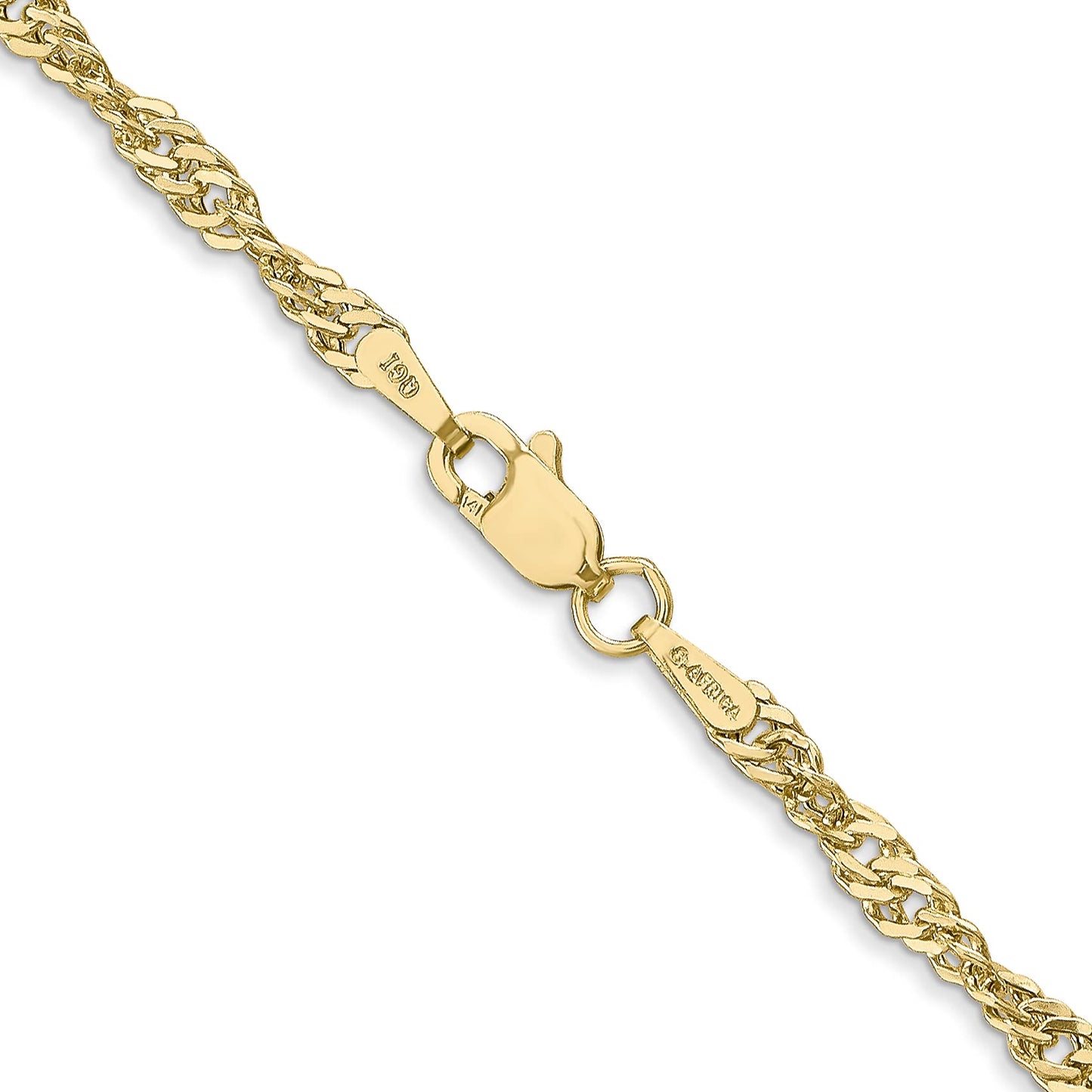 14K 9 inch 2.75mm Lightweight Singapore with Lobster Clasp Anklet