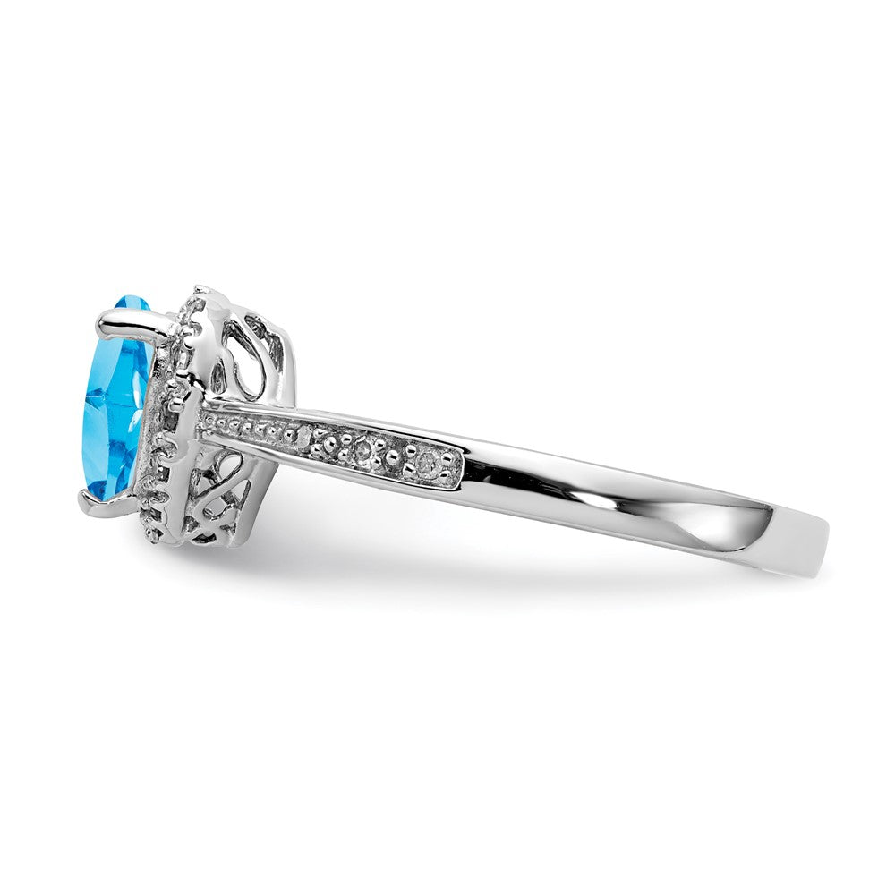 Sterling Silver Blue Topaz & Diamond Ring