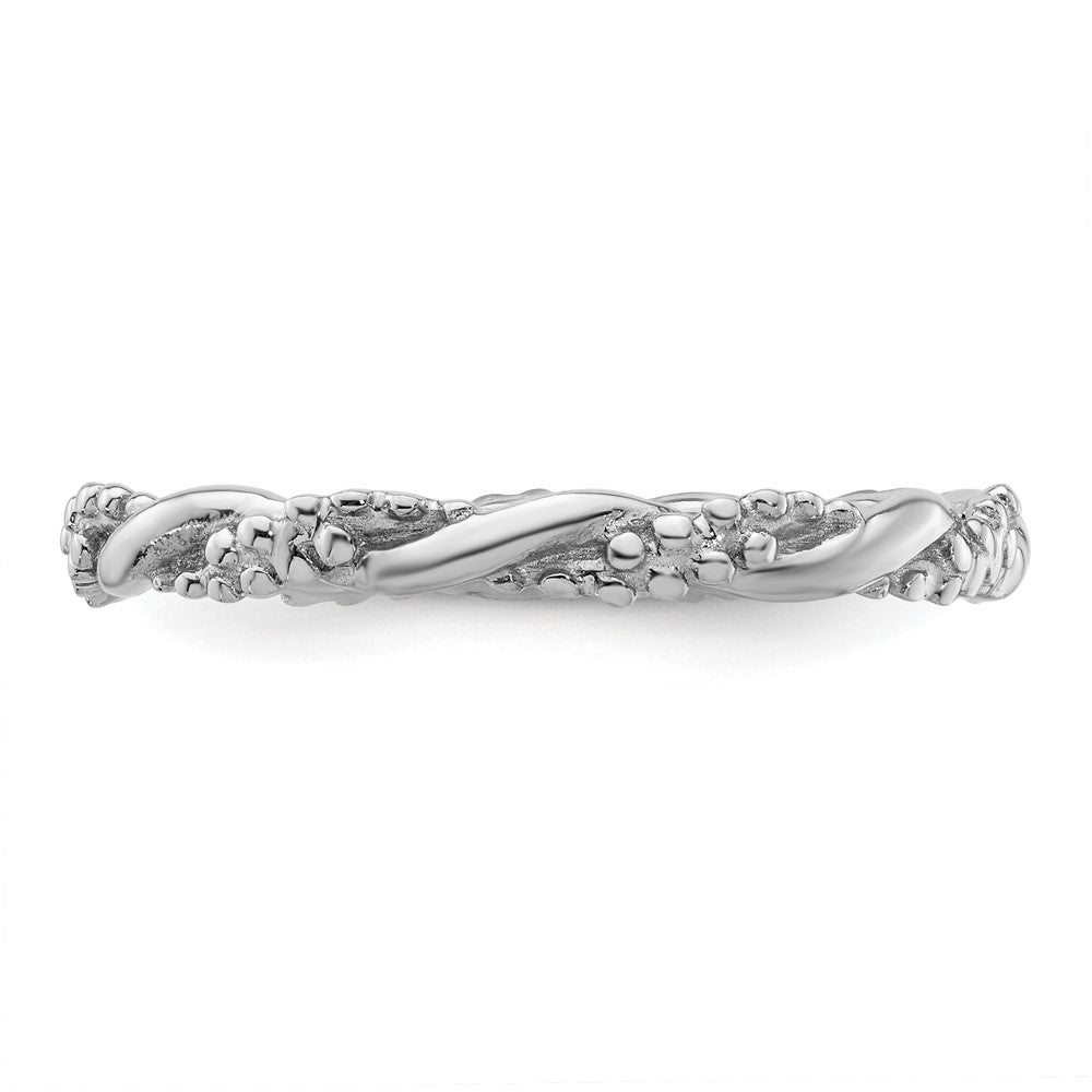 Sterling Silver Stackable Expressions Rhodium Twist Ring Size -6