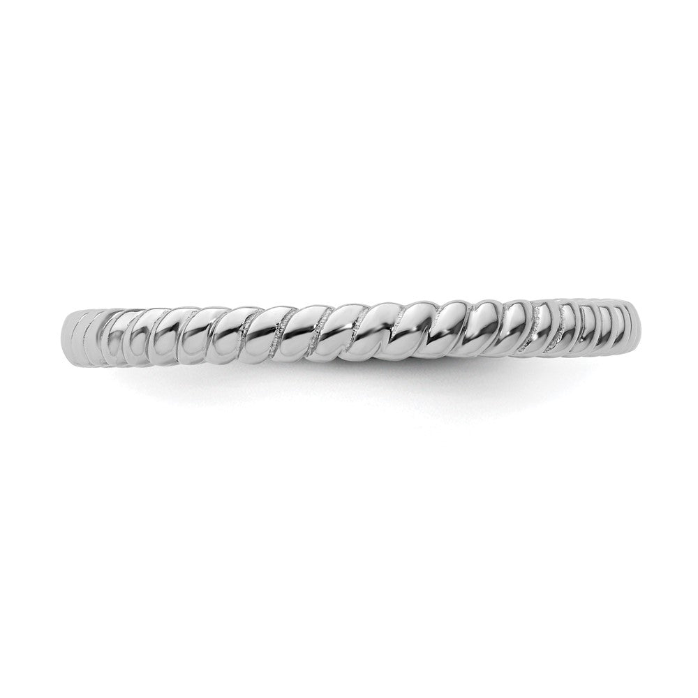 Sterling Silver Stackable Expressions Rhodium Twisted Ring Size -7