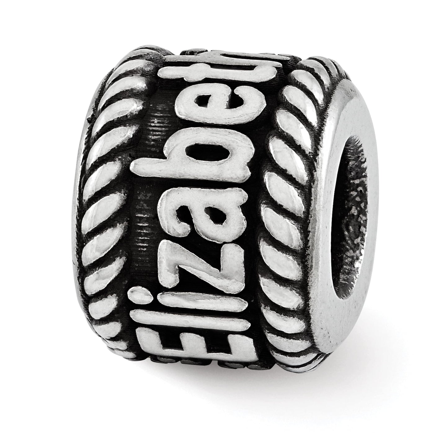 Sterling Silver Reflection Rope Boarder and Flowers Personalized Bead