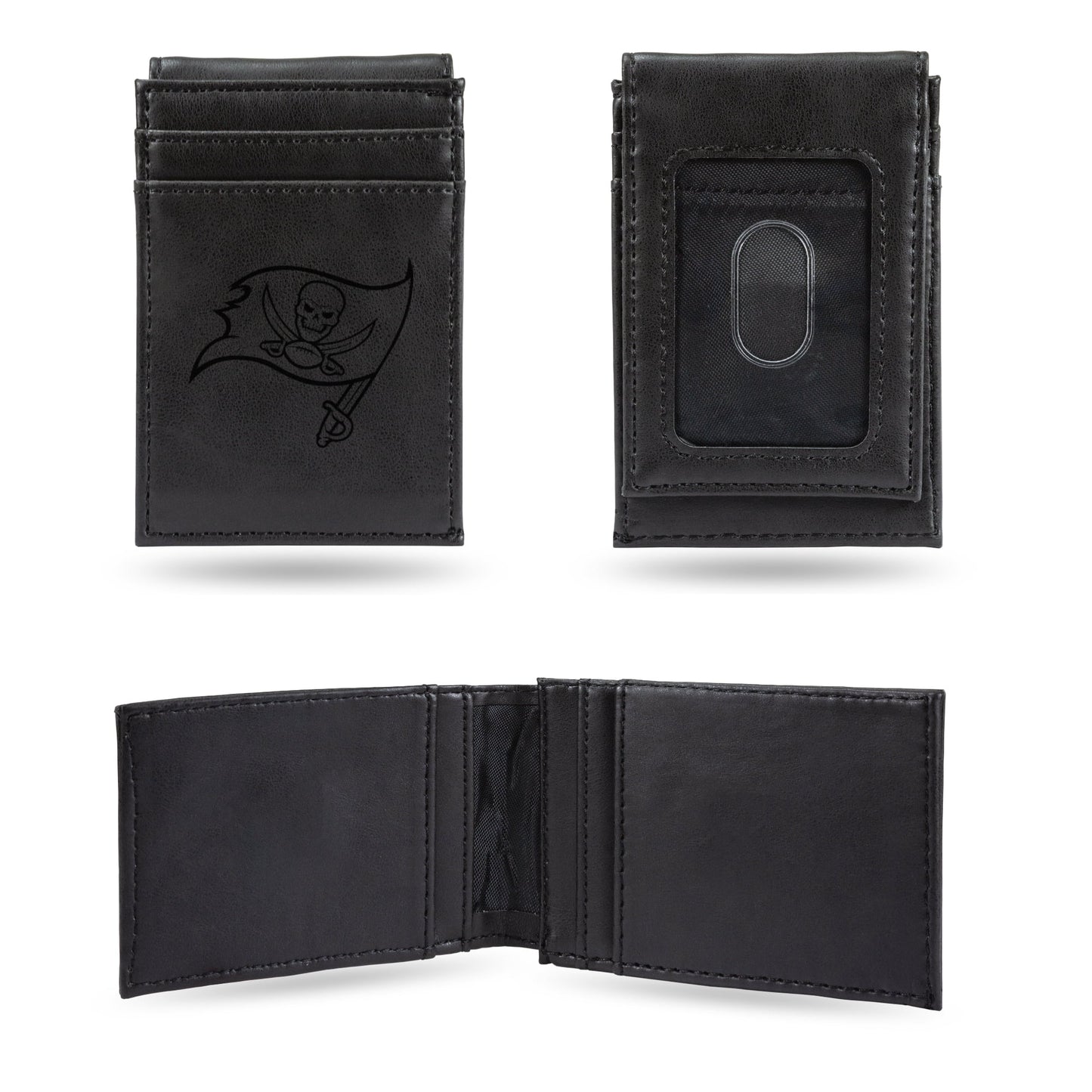 Buccaneers Laser Engraved Black Front Pocket Wallet