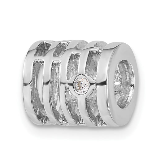 Sterling Silver Polished CZ Bead