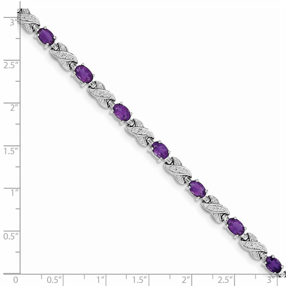 Sterling Silver Rhodium-plated Amethyst Bracelet 7 inches