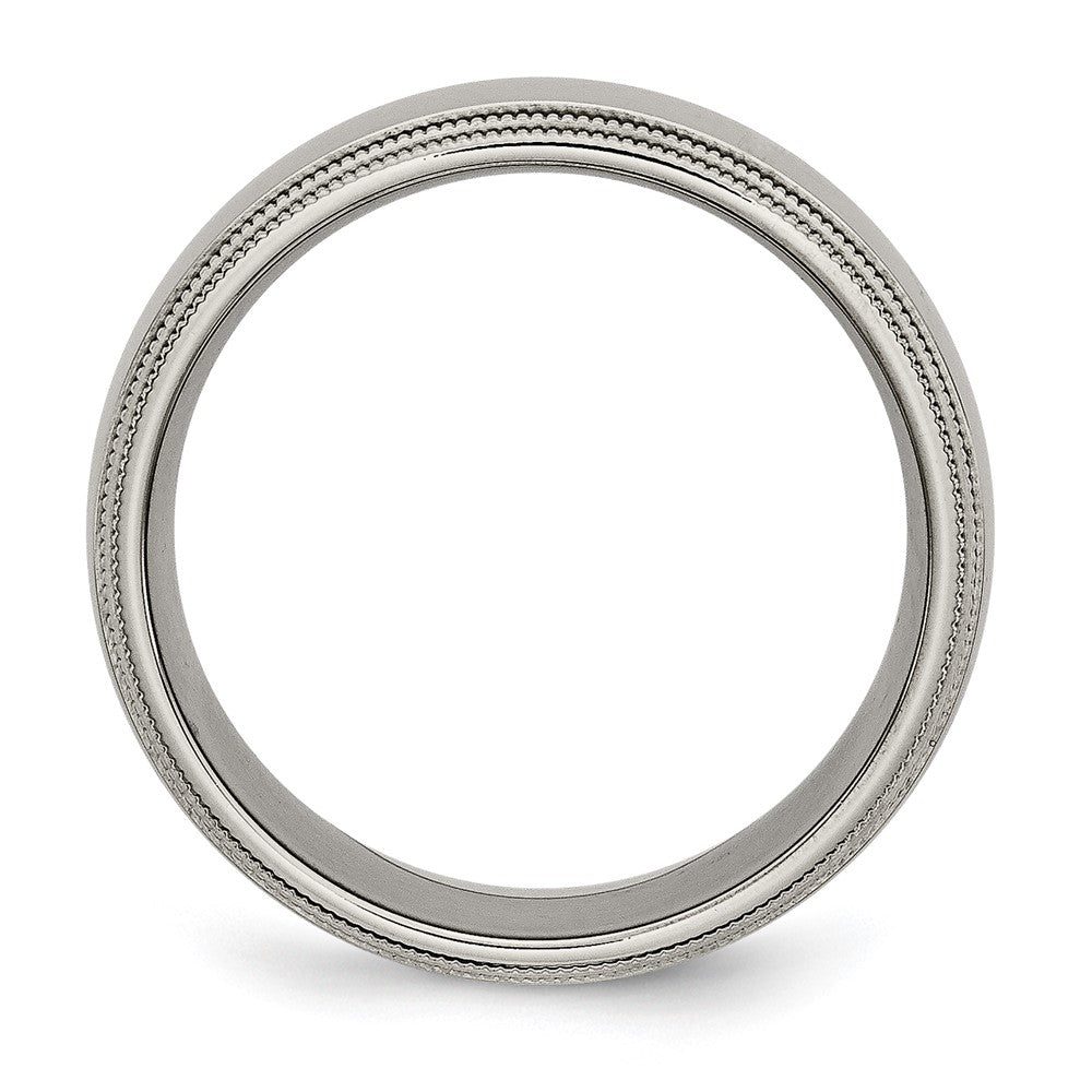 Titanium Polished 8mm Grooved and Beaded Edge Band Size - 10