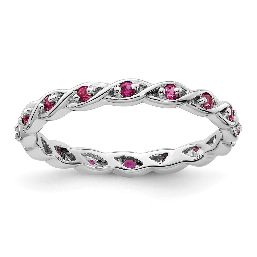 Sterling Silver Stackable Expressions Created Ruby Ring Size -8