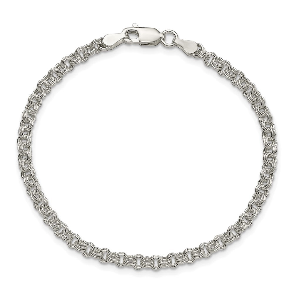 Sterling Silver 3mm Double Link Charm Bracelet 8 inches