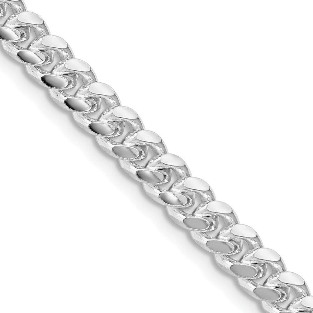 Sterling Silver Rhodium-plated 5mm Domed w/ Side D/C Curb Chain 20 Inches