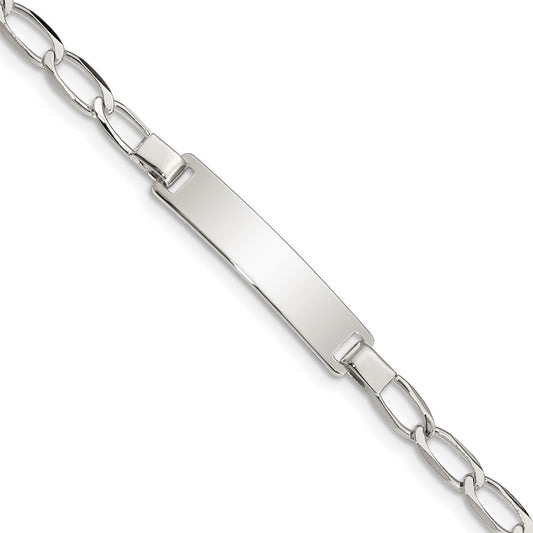 Sterling Silver 6inch Polished Engraveable Childrens ID Bracelet 6 inches