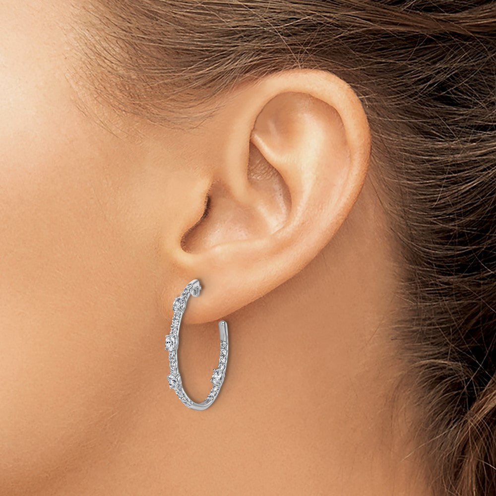 True Origin 14k White Gold 3/4 carat Lab Grown Diamond VS DEF J-Hoop Earrings