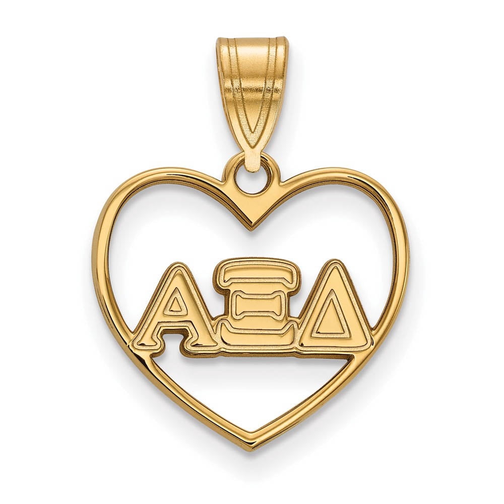 Sterling Silver w/ 14K Yellow Gold-Plated Official Licensed Greek Sororities Alpha Xi Delta (???) Heart Pendant