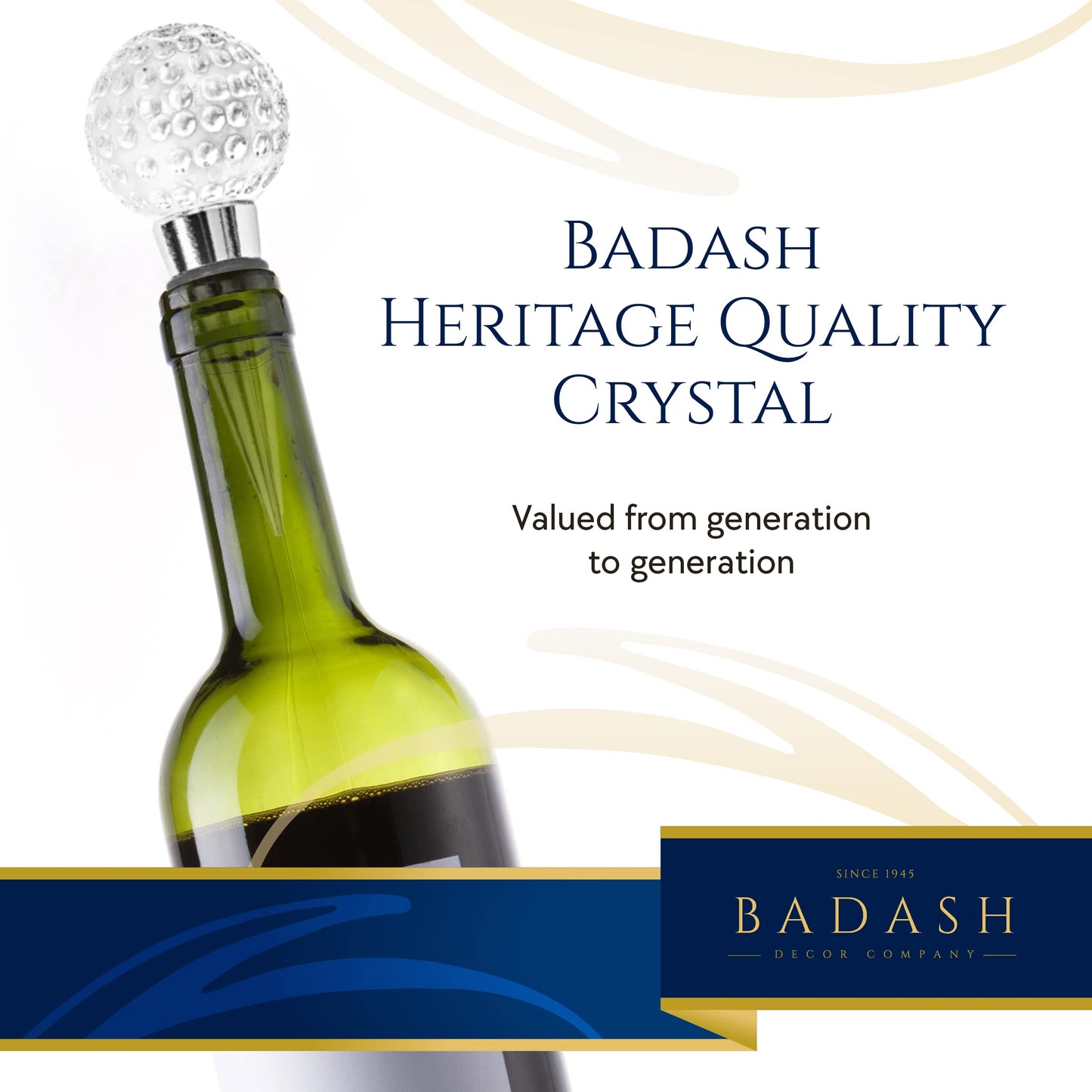 Badash Crystal Golf Ball Silver-tone Wine Stopper QGM6116