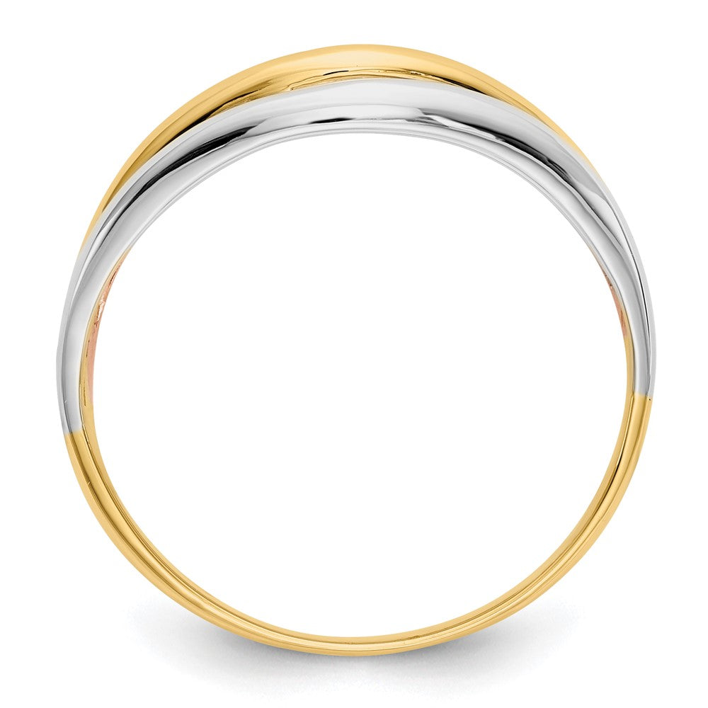 14K Tri-Color Open Fancy Ring Size 7
