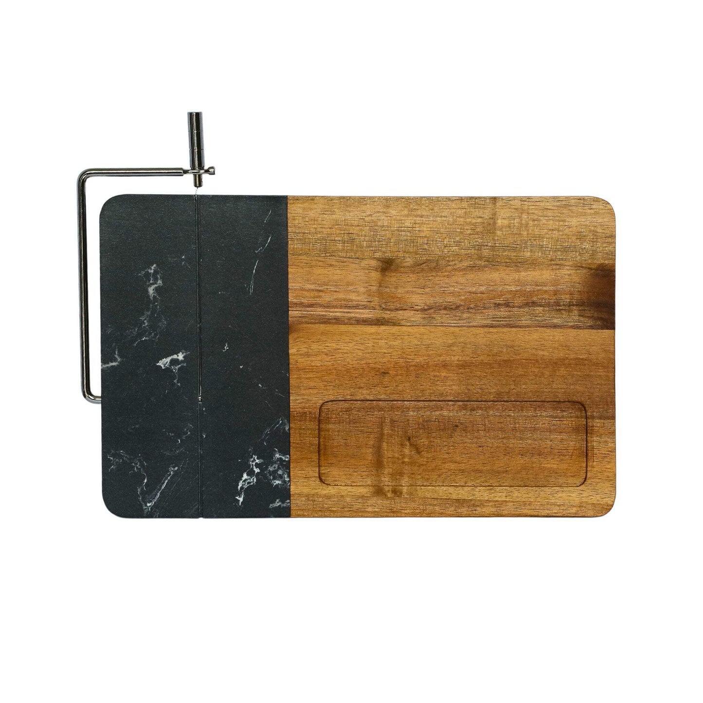 Black Marble/Acacia Wood Board with Slicer
