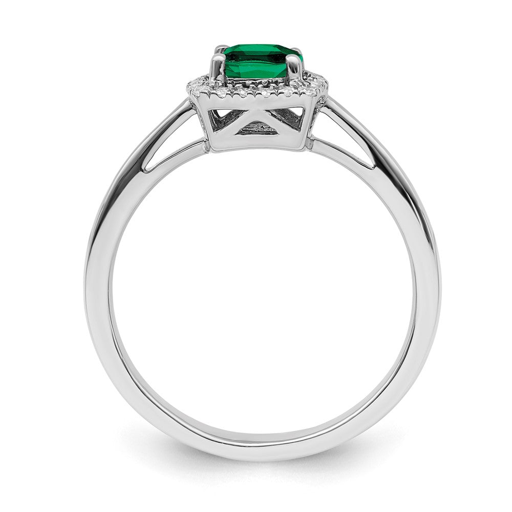 SS ANT Created Emerald and Diamond Ring