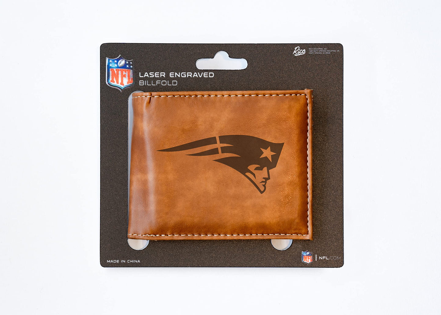 New England Patriots Brown Laser Engraved Bill-fold Wallet - Slim Design - Great Gift