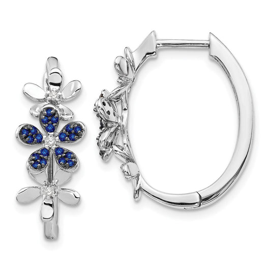 14k White Gold Diamond and Sapphire Earrings
